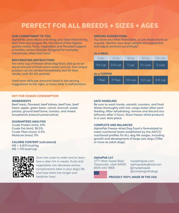 ALPHAPAK RAW FREEZE DRIED DOG FOOD 16 OZ - Image 2