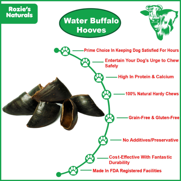 WATER BUFFALO HOOVES-100% Natural, High Protein, Long-Lasting, Grain-Free, Gluten-Free, Dog Dental Treat & Chews, 4 COUNT-10 oz - Image 2