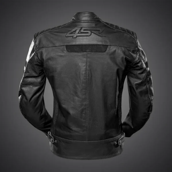 Men Black Biker Vintage Leather Jacket - Image 2