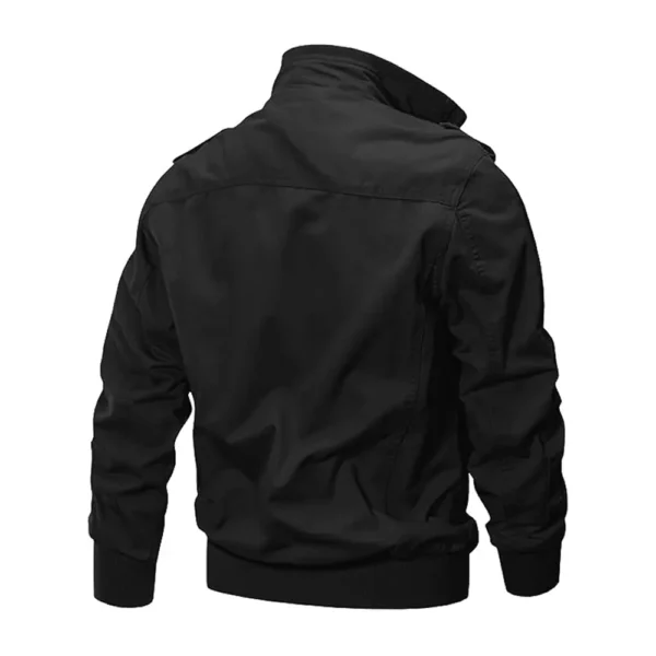 Men Black Biker Cafe Racer Leather Jacket - Image 2