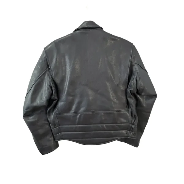 Men Black Biker Goatskin Leather Jacket - Image 2