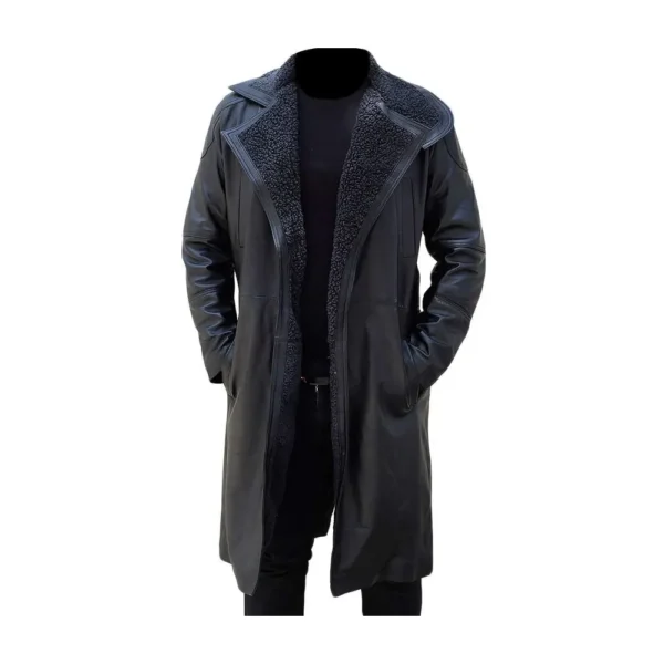 Men Black Blade Leather Duster
