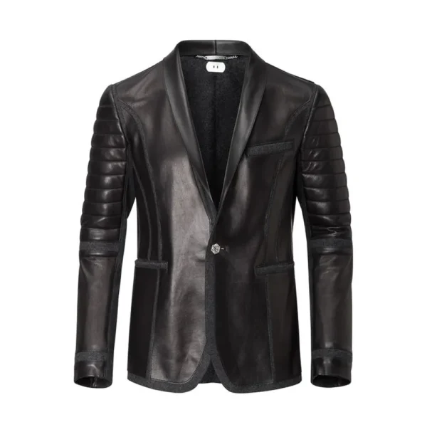 Men Black Leather Blazer Jacket
