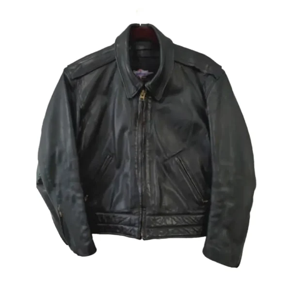 Men Black Biker Goatskin Leather Jacket
